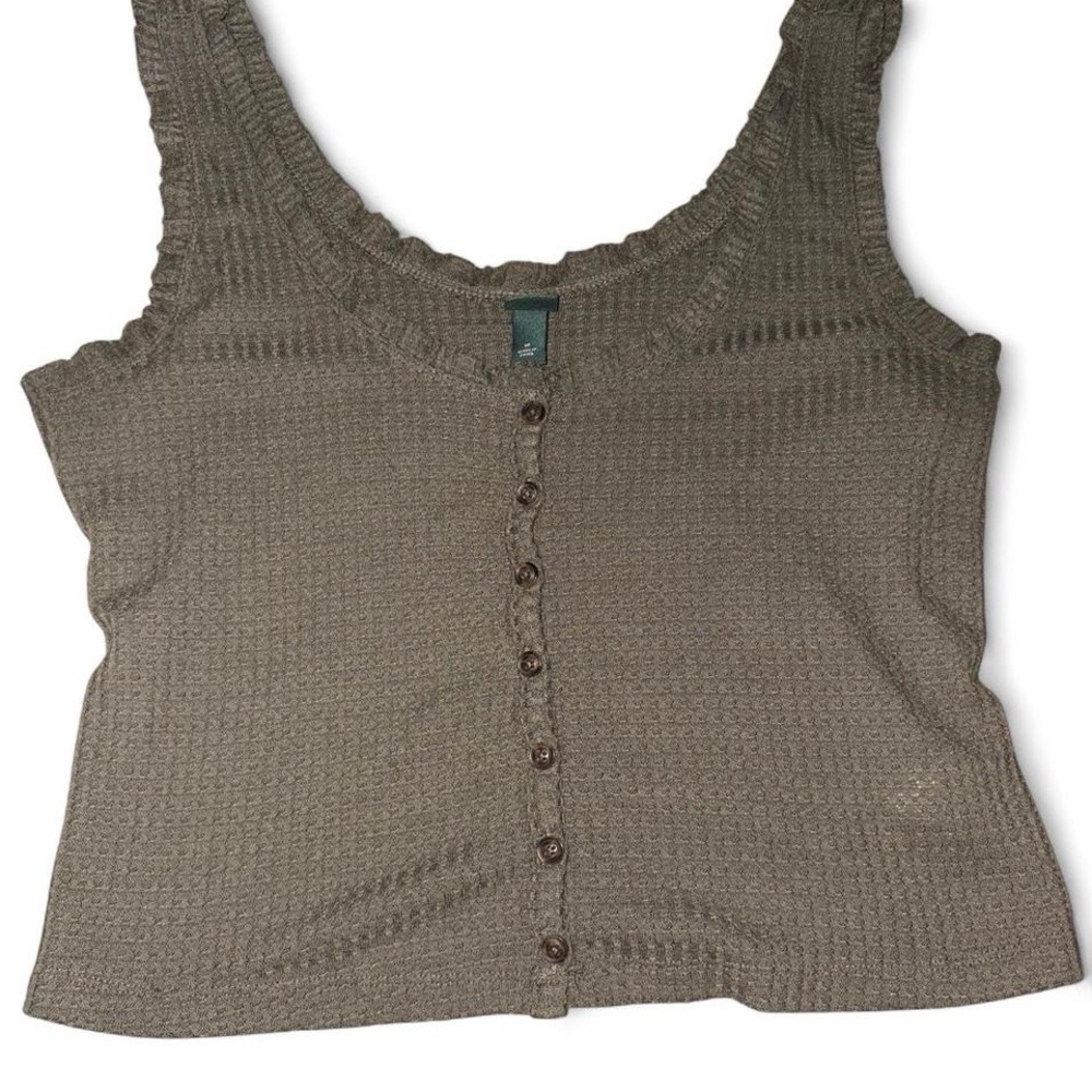 Wild Fable Khaki Button-Front Tank Top